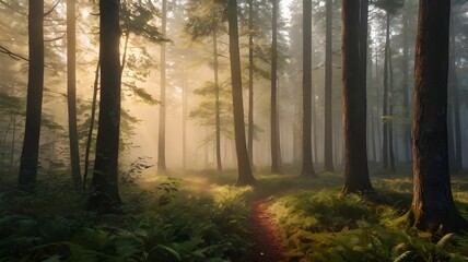 Naklejka premium fog in the forest