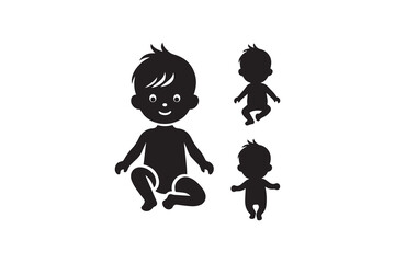 simple and unobtrusive Toddler baby vector silhouette illustration isolated in white background