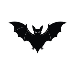 Flying bat with spread wings black silhouette vector image on white background
