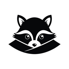 Raccoon peeking out with facial mask design silhouette vector image on white background