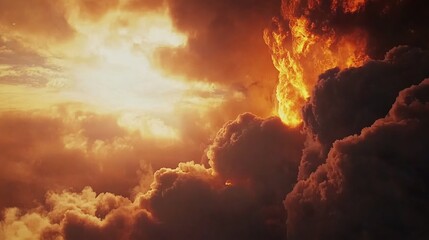 Towering flames and smoke fill the sky, creating a dramatic and awe-inspiring spectacle of nature's power.