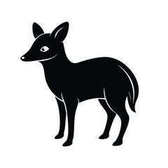 Pudu world’s smallest deer species black silhouette vector image on white background