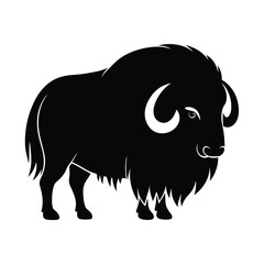 Musk ox heavy arctic animal with thick coat silhouette vector image on white background
