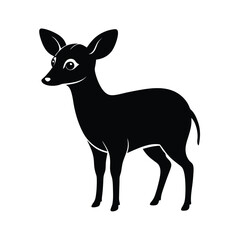 Mouse deer tiny forest-dwelling hoofed mammal silhouette vector image on white background