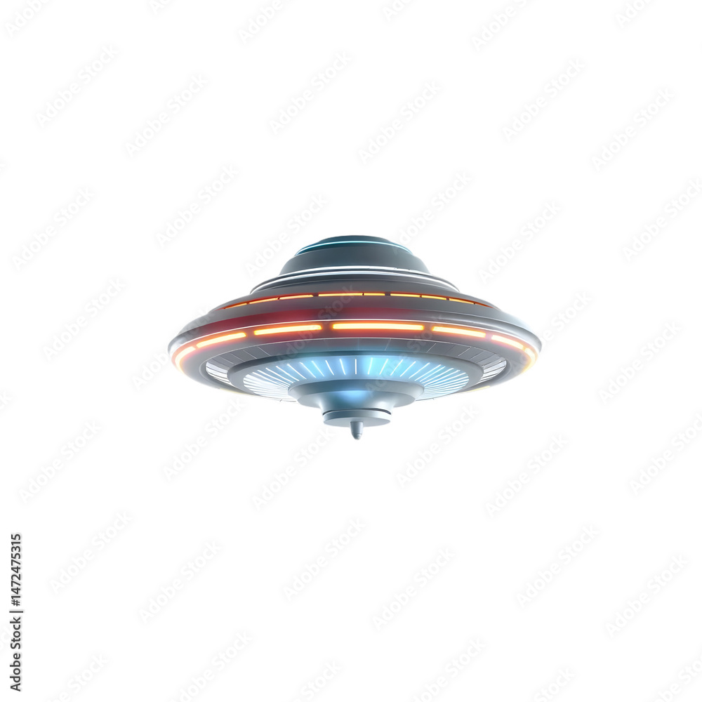 Poster isolated extraterrestrial craft, a seamless 3d render with luminescent light trails, floats peaceful