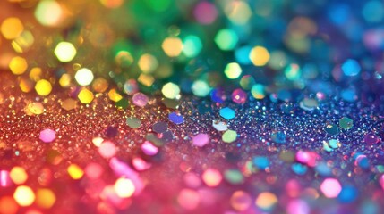 Colorful Bokeh Background with Sparkling Glitter and Light Effects