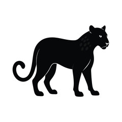 Leopard powerful feline predator in stealth pose silhouette vector image on white background