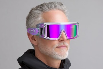 Dad wearing oversized novelty glasses received as a gag gift