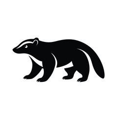 Honey badger fearless mammal known for aggression silhouette vector image on white background