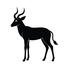 Hartebeest African antelope with long face silhouette vector image on white background