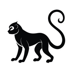 Guenon colorful African monkey species silhouette vector image on white background