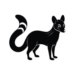 Genet slender carnivorous mammal in black silhouette vector image on white background