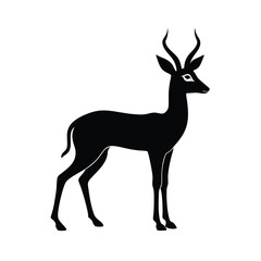 Gazelle fast African antelope with horns silhouette vector image on white background