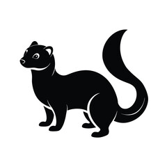 Ferret long-bodied domesticated mammal silhouette vector image on white background