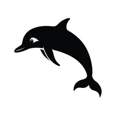 Fototapeta premium Dusky dolphin acrobatic marine species silhouette vector image on white background