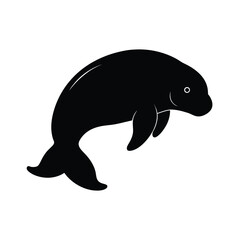 Dugong sea mammal duplicate version silhouette vector image on white background