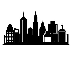 Obraz premium Vector city silhouette in a flat style. Modern urban landscape. vector illustration