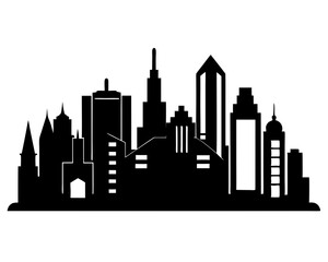 Obraz premium Vector city silhouette in a flat style. Modern urban landscape. vector illustration