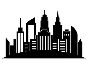 Obraz premium Vector city silhouette in a flat style. Modern urban landscape. vector illustration