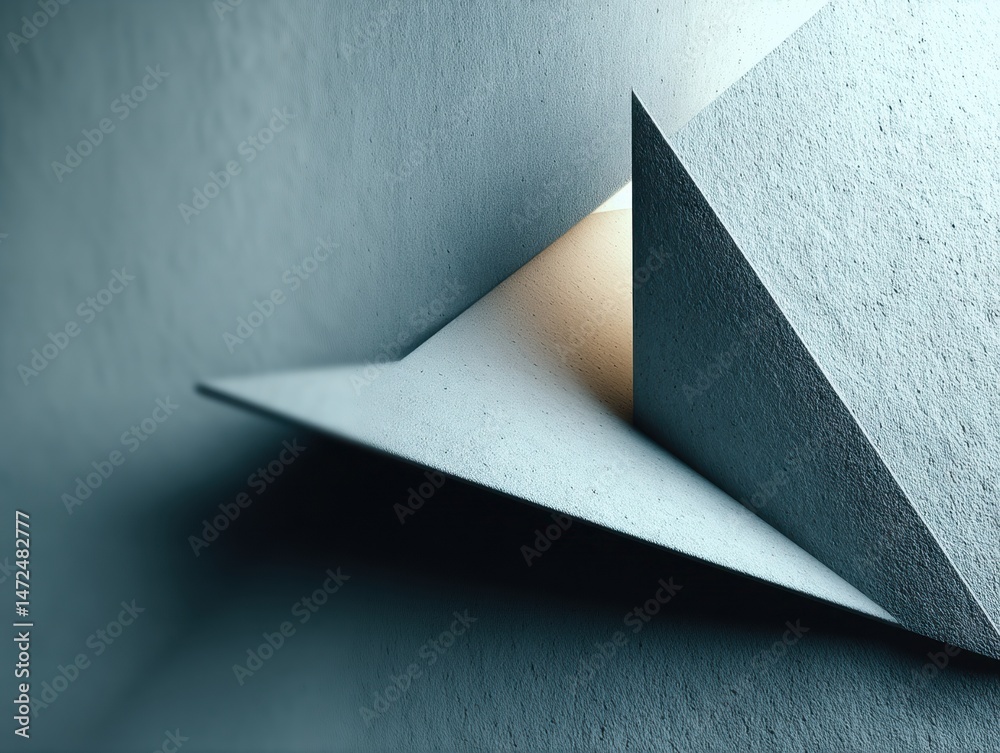Poster abstract composition of paper with geometric shapes and soft lighting