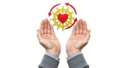 Isolated Hands Holding Steering Wheel with Heart