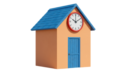 Isolated Small House with Clock