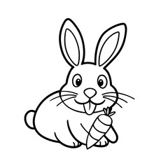 a smiling bunny munching on a carrot vector art silhouette