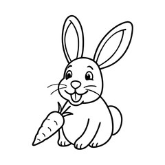 a smiling bunny munching on a carrot vector art silhouette