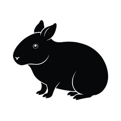 Cavy small rodent often kept as a pet black silhouette vector image on white background