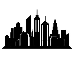 Obraz premium Vector city silhouette in a flat style. Modern urban landscape. vector illustration