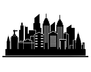 Obraz premium Vector city silhouette in a flat style. Modern urban landscape. vector illustration