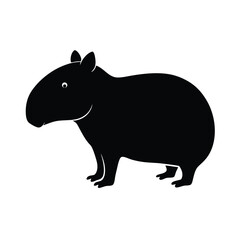 Capybara world’s largest rodent black silhouette vector image on white background