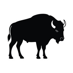 Buffalo strong horned mammal black silhouette vector image on white background