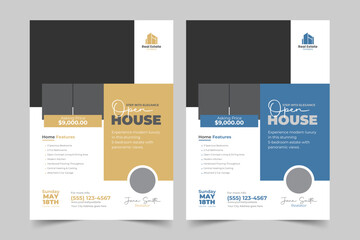 Real Estate Open House Property sale Flyer Design For Real estate Business. Home sale flyer design layout, print ready home sale flyer design template