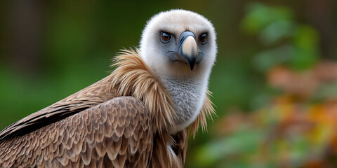 Fototapeta premium Majestic vulture stares intensely beautiful plumage