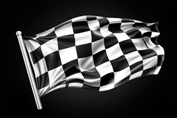 Checkered racing flag waving in the wind