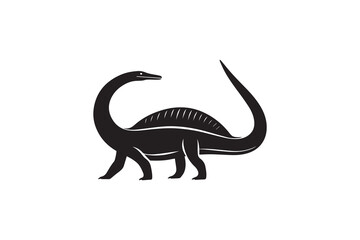 Obraz premium simple and unobtrusive Mosasaur Dinosaur vector silhouette illustration isolated in white background