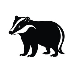 Badger forest-dwelling mammal in black silhouette vector image on white background