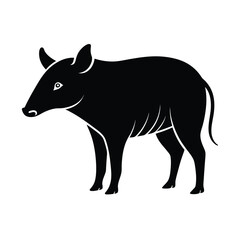 Babirusa wild pig with curled tusks silhouette vector image on white background