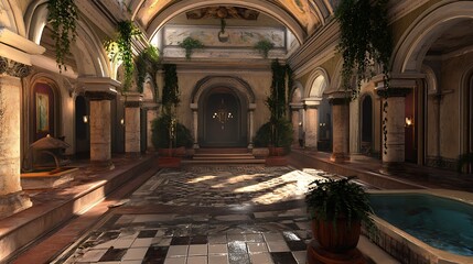 Obraz premium Ancient roman interior hallway