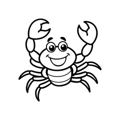 a smiling crab waving its claws vector line art silhouette