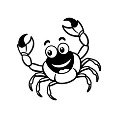 a smiling crab waving its claws vector line art silhouette