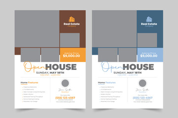 Real Estate Open House Property sale Flyer Design For Real estate Business. Home sale flyer design layout, print ready home sale flyer design template