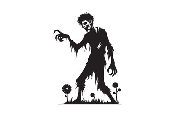 Obraz premium simple and unobtrusive Halloween Zombie vector silhouette illustration isolated in white background