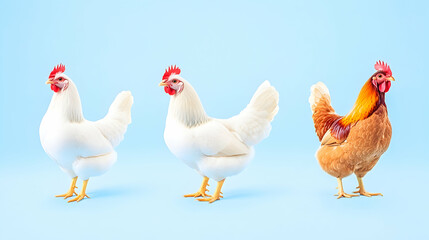 Fototapeta premium Three poultry birds in a studio shot