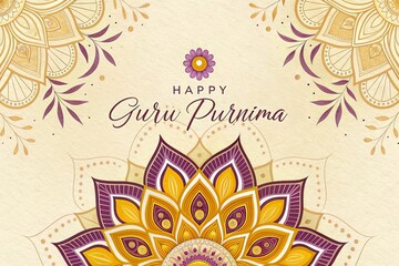 Happy Guru Purnima Mandala Design Festive Greeting Card