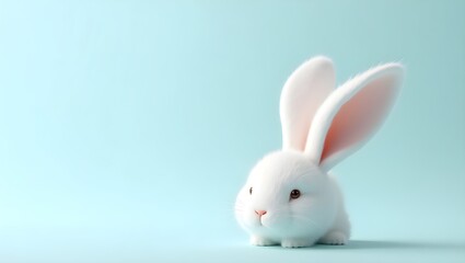 white rabbit on a blue background, white rabbit on blue, rabbit, bunny, animal, easter, cartoon, hare, isolated, white, mammal, pet, cute, fluffy, illustration, pets, baby, fur, holiday, love, fun, sm
