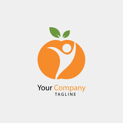 Organic Fruit Wellness Logo &ndash; Human and Nature Symbol Vector
