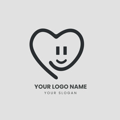 Modern Heart Logo with Smiley Face &ndash; Vector Symbol for Wellness & Care