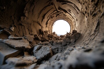 Exploring the depths of a sandy tunnel coastal beach photography natural environment close-up view geology and nature